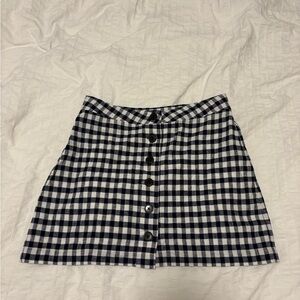 Sunday Best Black and White Gingham Button-Front Mini Skirt